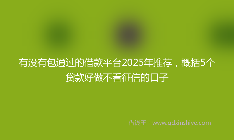 有没有包通过的借款平台2025年推荐，概括5个贷款好做不看征信的口子