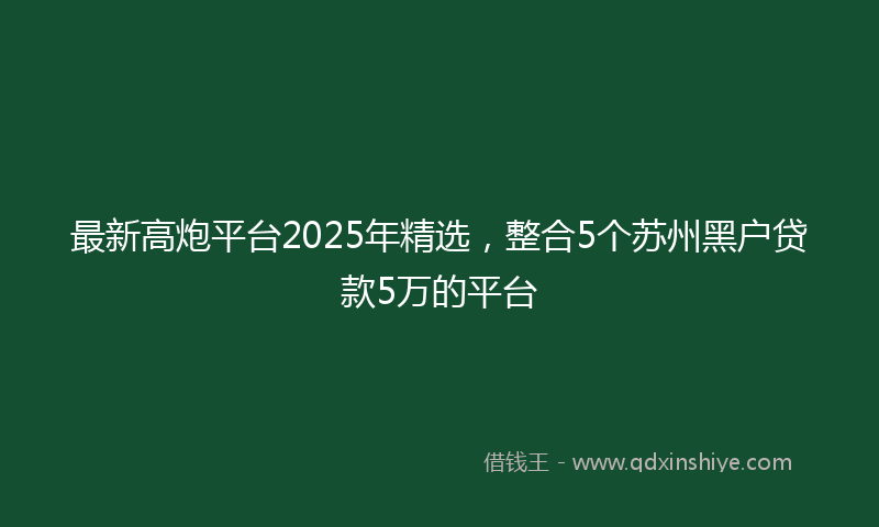最新高炮平台2025年精选，整合5个苏州黑户贷款5万的平台