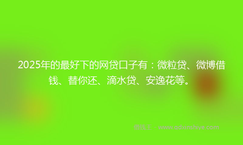 2025年的最好下的网贷口子有：微粒贷、微博借钱、替你还、滴水贷、安逸花等。