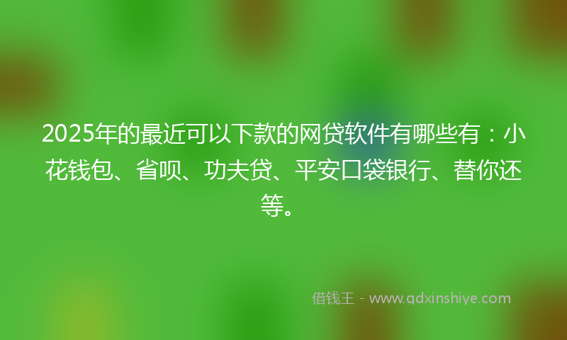 2025年的最近可以下款的网贷软件有哪些有：小花钱包、省呗、功夫贷、平安口袋银行、替你还等。