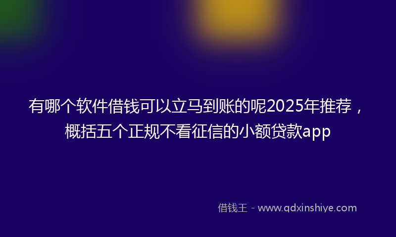 有哪个软件借钱可以立马到账的呢2025年推荐，概括五个正规不看征信的小额贷款app