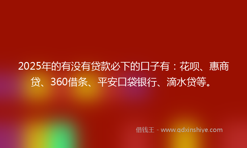 2025年的有没有贷款必下的口子有：花呗、惠商贷、360借条、平安口袋银行、滴水贷等。