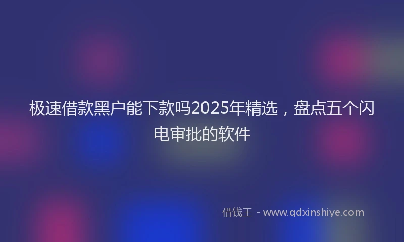 极速借款黑户能下款吗2025年精选，盘点五个闪电审批的软件