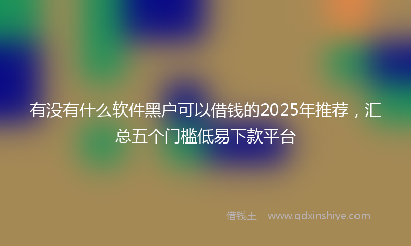 有没有什么软件黑户可以借钱的2025年推荐，汇总五个门槛低易下款平台
