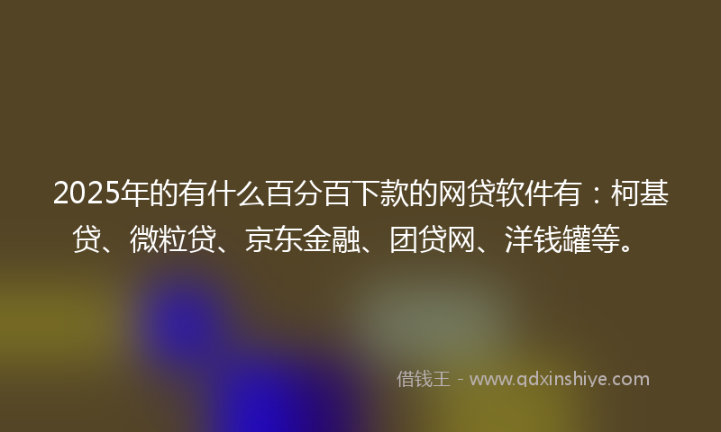 2025年的有什么百分百下款的网贷软件有：柯基贷、微粒贷、京东金融、团贷网、洋钱罐等。