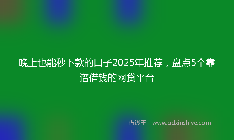 晚上也能秒下款的口子2025年推荐，盘点5个靠谱借钱的网贷平台
