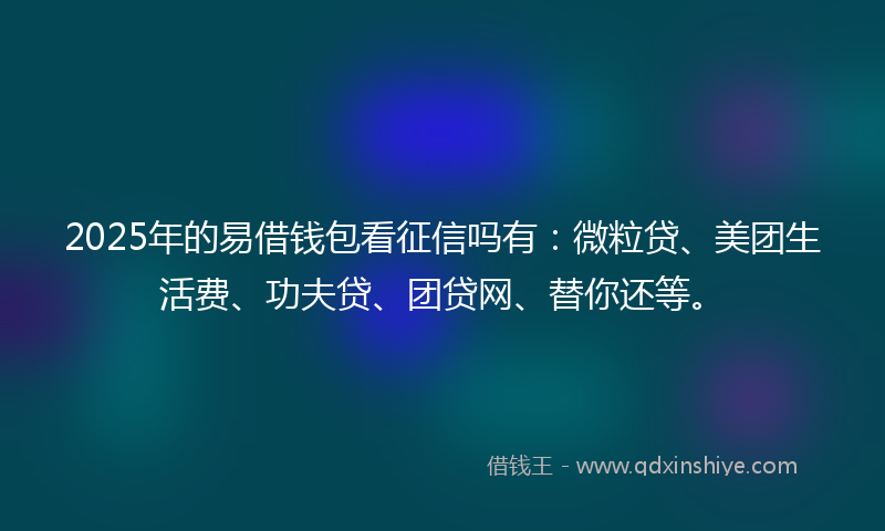 2025年的易借钱包看征信吗有：微粒贷、美团生活费、功夫贷、团贷网、替你还等。