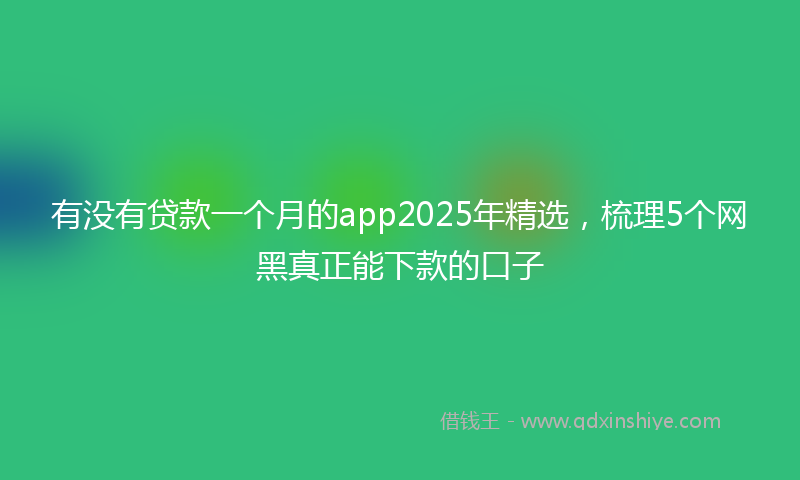 有没有贷款一个月的app2025年精选，梳理5个网黑真正能下款的口子