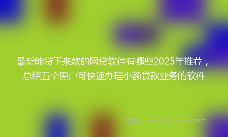 最新能贷下来款的网贷软件有哪些2025年推荐，总结五个黑户可快速办理小额贷款业务的软件