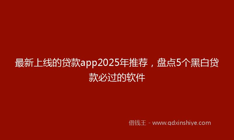最新上线的贷款app2025年推荐，盘点5个黑白贷款必过的软件