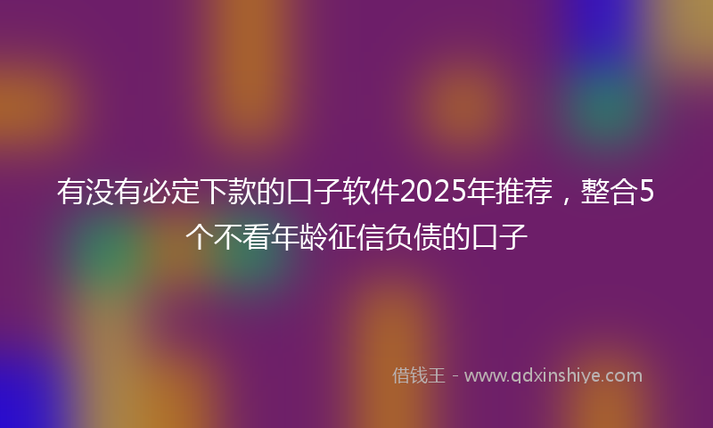 有没有必定下款的口子软件2025年推荐，整合5个不看年龄征信负债的口子