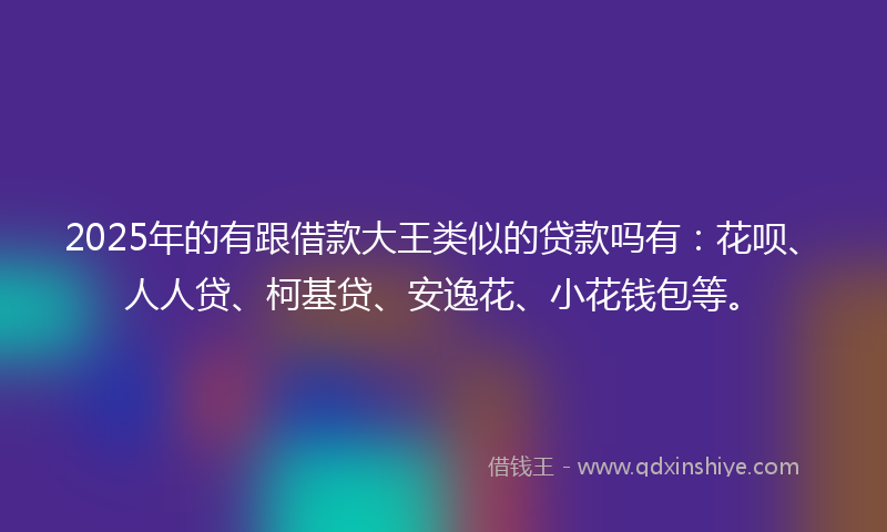 2025年的有跟借款大王类似的贷款吗有：花呗、人人贷、柯基贷、安逸花、小花钱包等。
