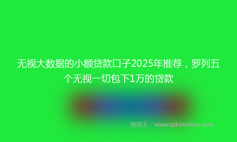 无视大数据的小额贷款口子2025年推荐，罗列五个无视一切包下1万的贷款