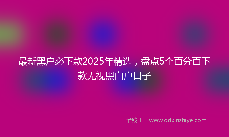 最新黑户必下款2025年精选，盘点5个百分百下款无视黑白户口子
