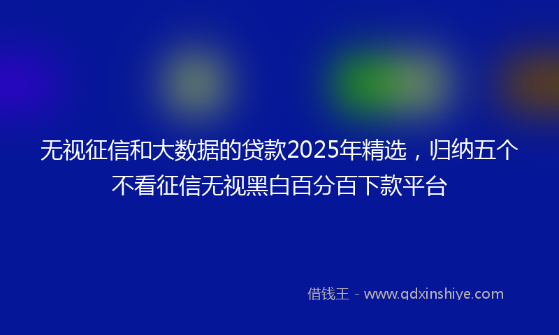 无视征信和大数据的贷款2025年精选，归纳五个不看征信无视黑白百分百下款平台