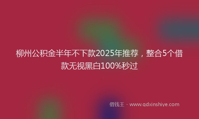柳州公积金半年不下款2025年推荐，整合5个借款无视黑白100%秒过