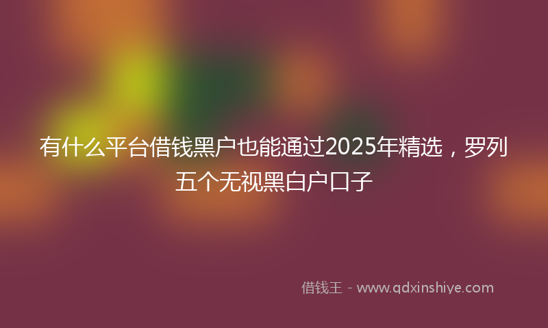 有什么平台借钱黑户也能通过2025年精选，罗列五个无视黑白户口子