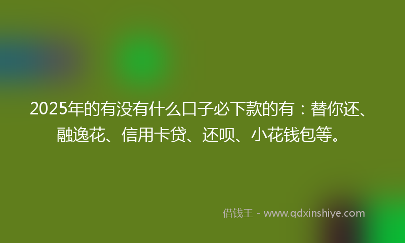2025年的有没有什么口子必下款的有：替你还、融逸花、信用卡贷、还呗、小花钱包等。