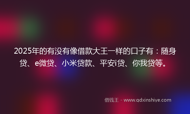 2025年的有没有像借款大王一样的口子有：随身贷、e微贷、小米贷款、平安i贷、你我贷等。