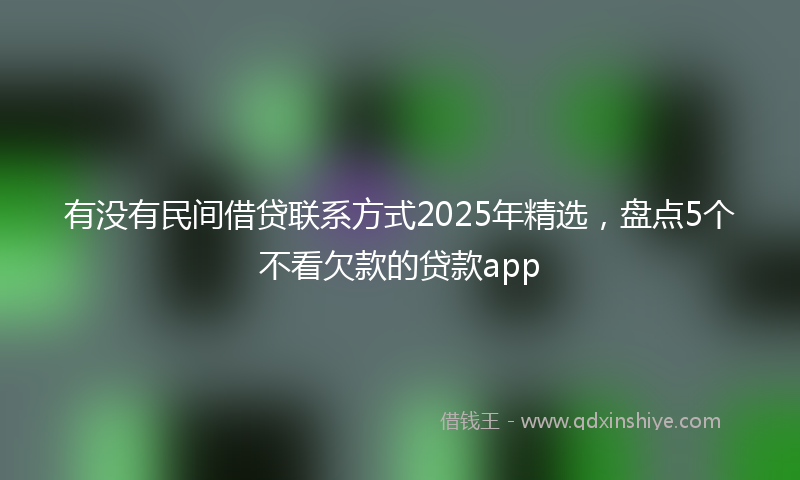 有没有民间借贷联系方式2025年精选，盘点5个不看欠款的贷款app