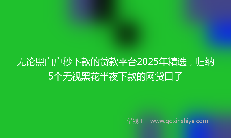 无论黑白户秒下款的贷款平台2025年精选，归纳5个无视黑花半夜下款的网贷口子