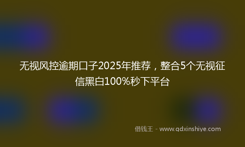 无视风控逾期口子2025年推荐，整合5个无视征信黑白100%秒下平台
