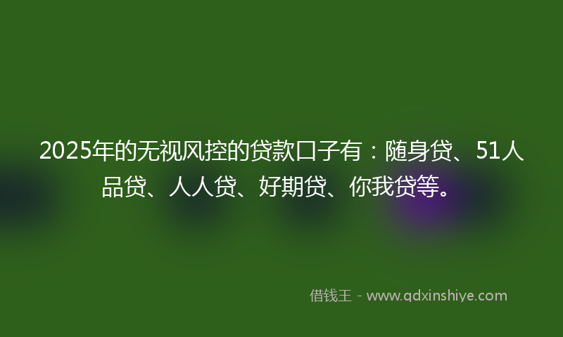 2025年的无视风控的贷款口子有：随身贷、51人品贷、人人贷、好期贷、你我贷等。