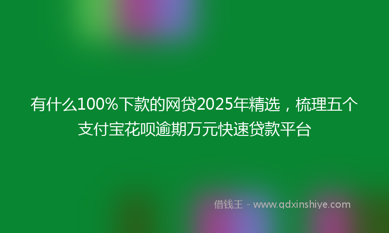 有什么100%下款的网贷2025年精选，梳理五个支付宝花呗逾期万元快速贷款平台