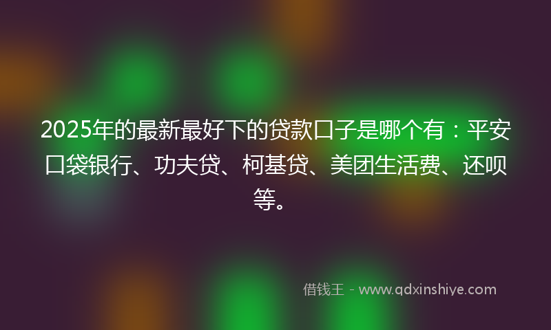 2025年的最新最好下的贷款口子是哪个有：平安口袋银行、功夫贷、柯基贷、美团生活费、还呗等。