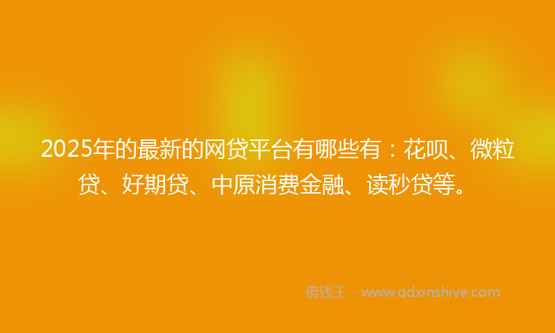2025年的最新的网贷平台有哪些有：花呗、微粒贷、好期贷、中原消费金融、读秒贷等。