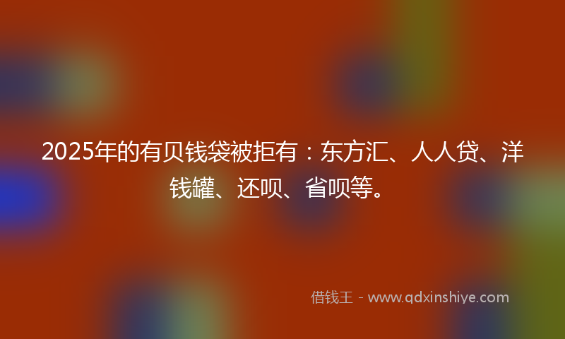 2025年的有贝钱袋被拒有：东方汇、人人贷、洋钱罐、还呗、省呗等。