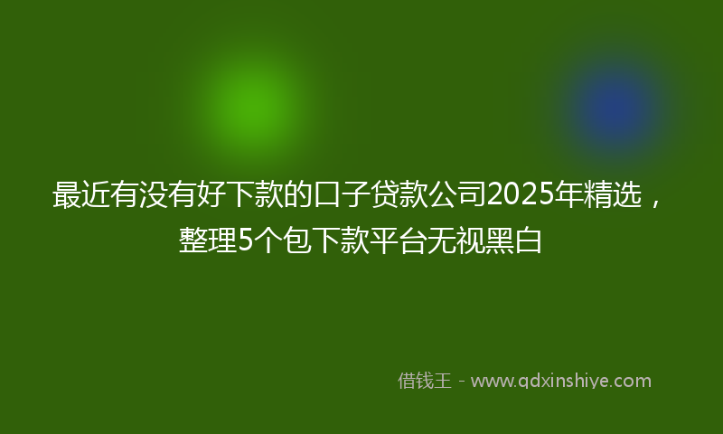 最近有没有好下款的口子贷款公司2025年精选，整理5个包下款平台无视黑白