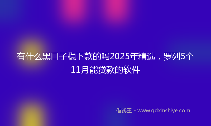 有什么黑口子稳下款的吗2025年精选，罗列5个11月能贷款的软件