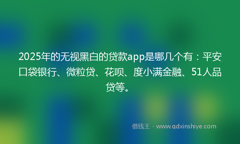 2025年的无视黑白的贷款app是哪几个有：平安口袋银行、微粒贷、花呗、度小满金融、51人品贷等。