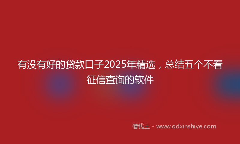 有没有好的贷款口子2025年精选，总结五个不看征信查询的软件