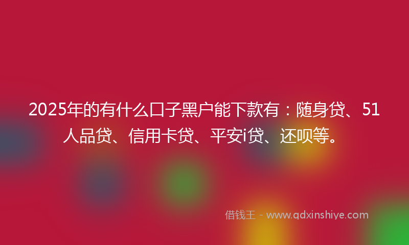 2025年的有什么口子黑户能下款有：随身贷、51人品贷、信用卡贷、平安i贷、还呗等。