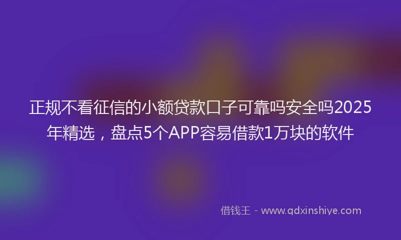 正规不看征信的小额贷款口子可靠吗安全吗2025年精选，盘点5个APP容易借款1万块的软件