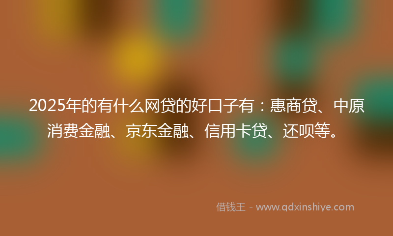 2025年的有什么网贷的好口子有：惠商贷、中原消费金融、京东金融、信用卡贷、还呗等。