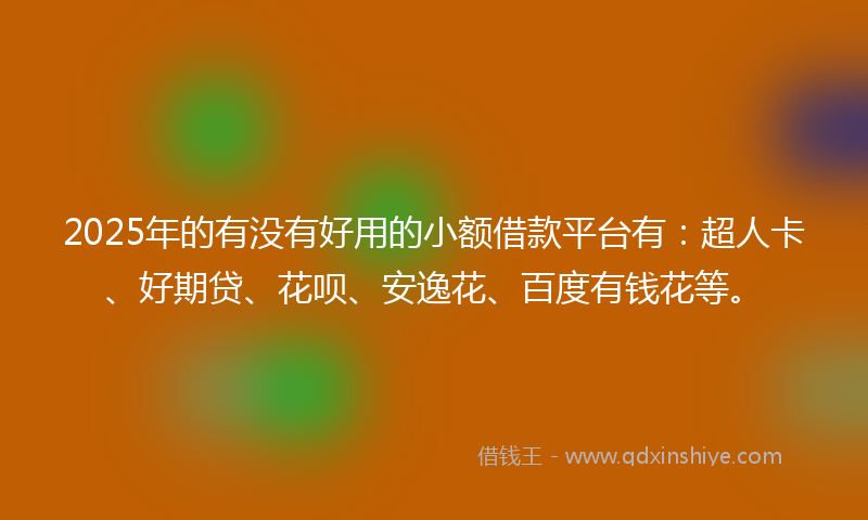 2025年的有没有好用的小额借款平台有：超人卡、好期贷、花呗、安逸花、百度有钱花等。