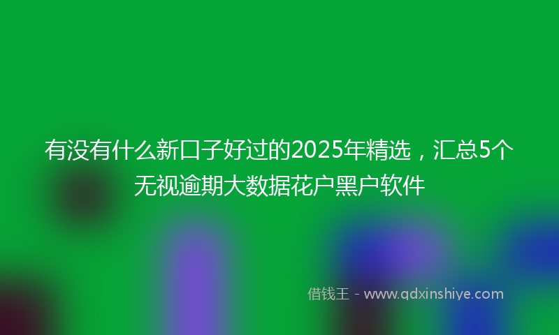 有没有什么新口子好过的2025年精选，汇总5个无视逾期大数据花户黑户软件