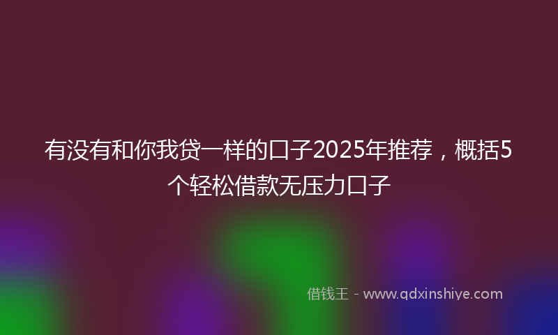 有没有和你我贷一样的口子2025年推荐，概括5个轻松借款无压力口子