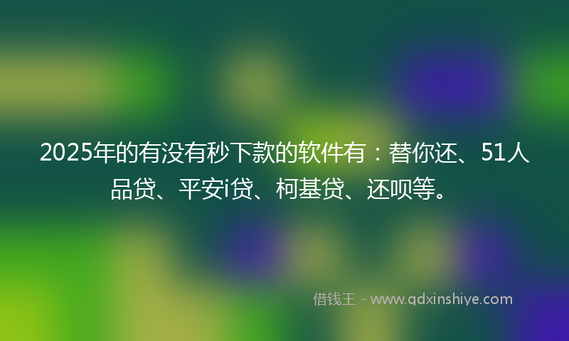 2025年的有没有秒下款的软件有：替你还、51人品贷、平安i贷、柯基贷、还呗等。