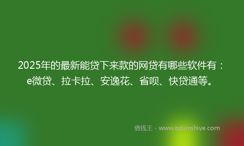 2025年的最新能贷下来款的网贷有哪些软件有：e微贷、拉卡拉、安逸花、省呗、快贷通等。