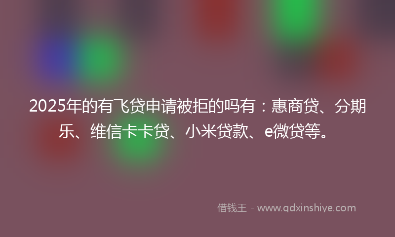 2025年的有飞贷申请被拒的吗有：惠商贷、分期乐、维信卡卡贷、小米贷款、e微贷等。