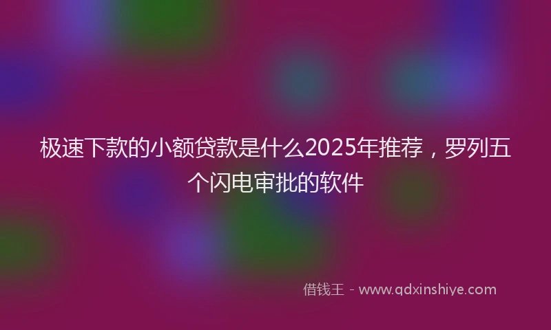 极速下款的小额贷款是什么2025年推荐，罗列五个闪电审批的软件