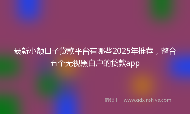 最新小额口子贷款平台有哪些2025年推荐，整合五个无视黑白户的贷款app