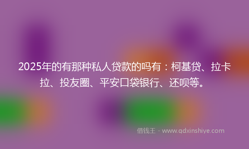 2025年的有那种私人贷款的吗有：柯基贷、拉卡拉、投友圈、平安口袋银行、还呗等。