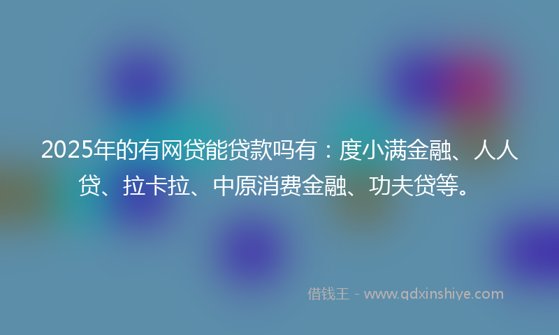 2025年的有网贷能贷款吗有：度小满金融、人人贷、拉卡拉、中原消费金融、功夫贷等。
