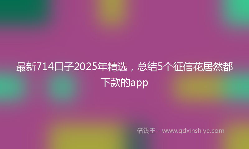 最新714口子2025年精选，总结5个征信花居然都下款的app