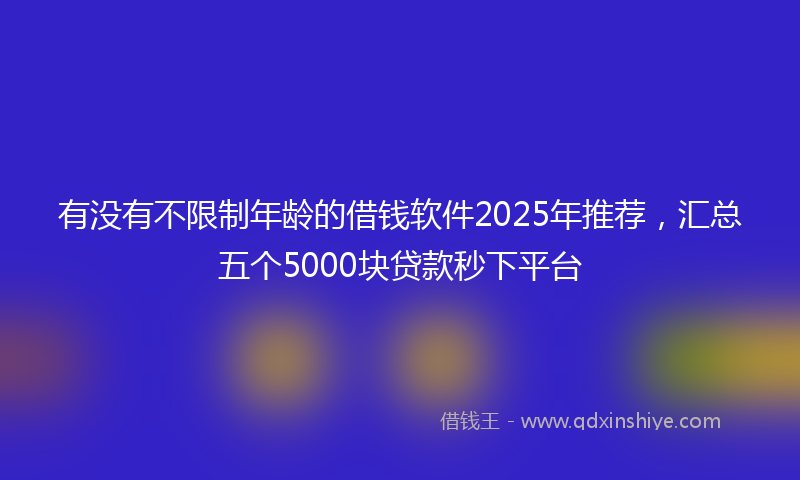 有没有不限制年龄的借钱软件2025年推荐，汇总五个5000块贷款秒下平台